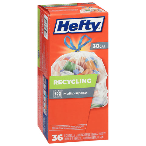 Hefty 30 Gallon Large Clear Multipurpose Trash Bags 36 ea
