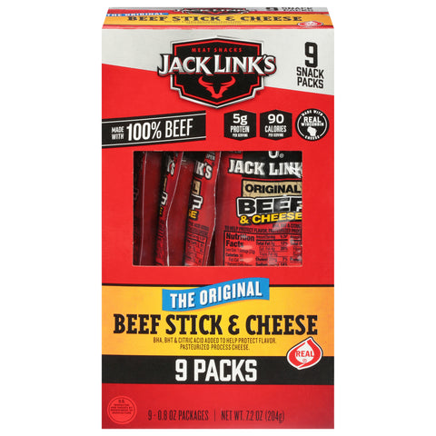 Jack Link's 9 Pack The Original Beef Stick & Cheese 9 - 0.8 oz Each - 6 Pack