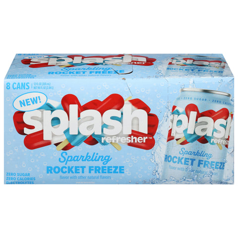 Splash Rocket Freeze Sparkling Water Beverage 8 - 12 fl oz Cans - 3 Pack