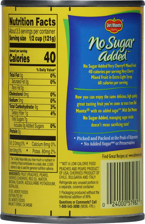 Del Monte Mixed Fruit No Sugar Added Very Cherry 14.5 OZ