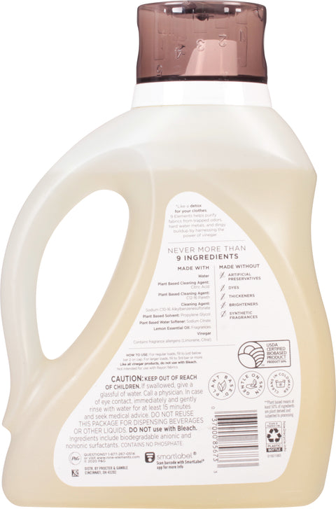 9 Elements Liquid Laundry Detergent, Lemon Scent, Vinegar Powered, 65oz