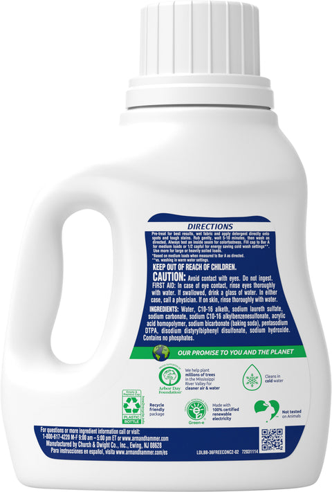 Arm & Hammer Sensitive Skin Free & Clear, 33 Loads Liquid Laundry Detergent, 33 Fl oz
