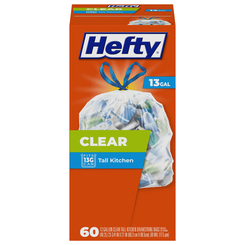 Hefty Recycling Scent Free 13 Gallon Tall Kitchen Drawstring Bags 60 CT