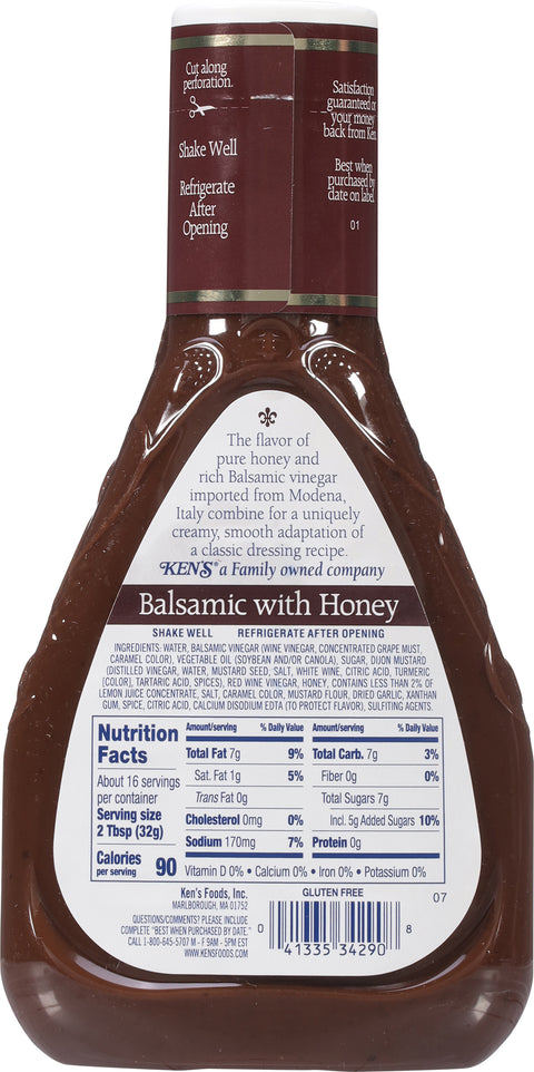Ken's Steak House Balsamic Vinaigrette Honey Dressing 16 FZ