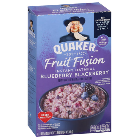 Quaker Fruit Fusion Instant Oatmeal Blueberry Blackberry 8.4 OZ