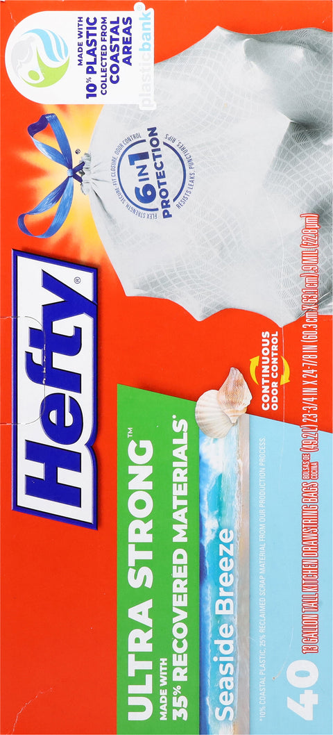 Hefty Ultra Strong 13 Gallon Drawstring Seaside Breeze Tall Kitchen Bags 40 ea