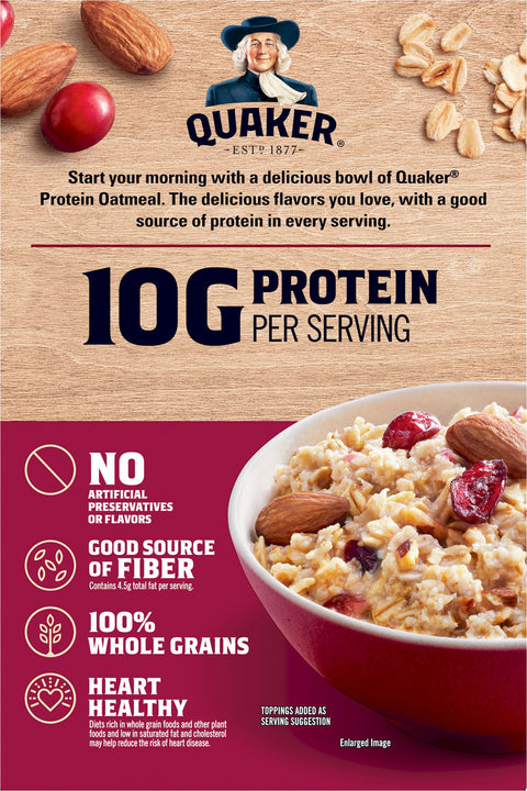 Quaker Instant Oatmeal Protein Cranberry Almond 13.1 OZ