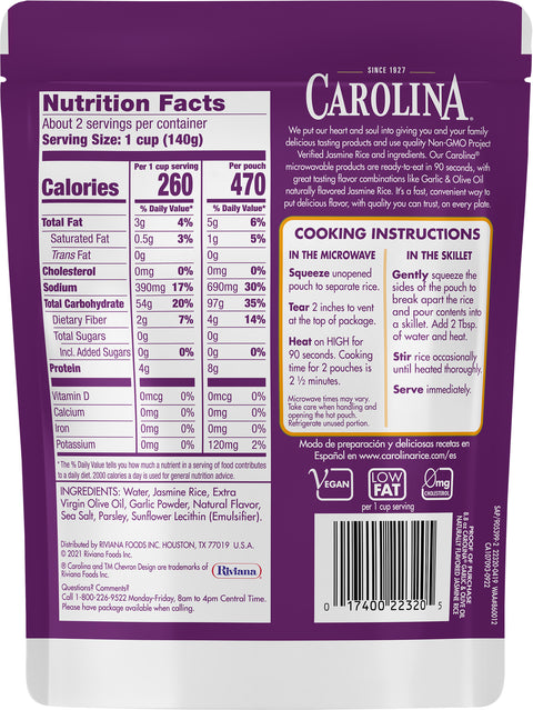 Carolina Garlic & Olive Oil Jasmine Rice 8.8 OZ
