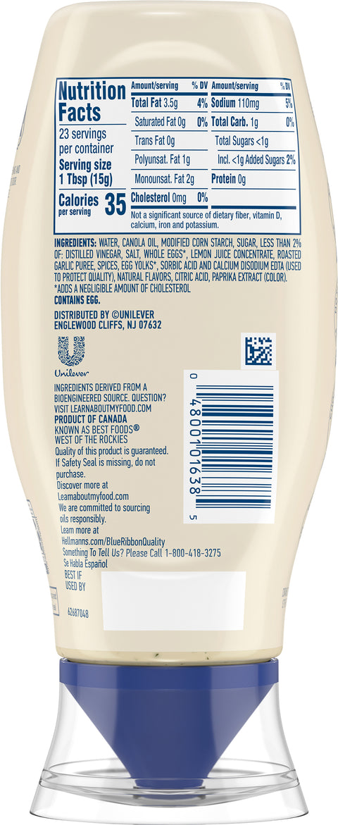 Hellmann's Italian Herb and Garlic Mayonnaise Squeeze 11.5 FZ