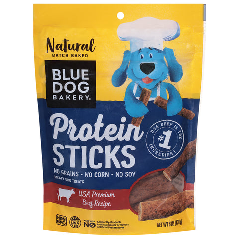 Blue Dog Bakery Meaty Protein Sticks Natural USA Premium Beef Recipe Dog Treats 6 oz