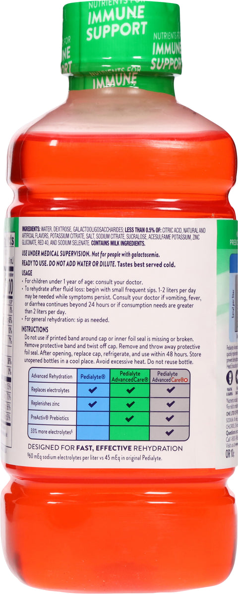 Pedialyte Electrolyte Solution Advanced Care Cherry 33.8 FZ