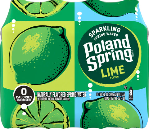 Poland Spring Sparkling Water, Zesty Lime, 16.9 oz. Bottles (8 Count)