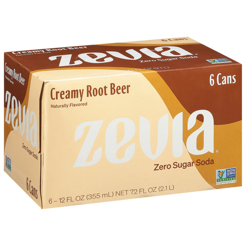 Zevia Zero Sugar Creamy Root Beer Soda  72 FZ
