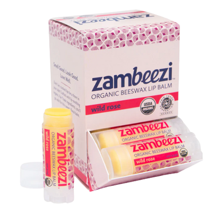 Zambeezi Wild Rose Lip Balm Carton - 0.15 OZ 24 Pack