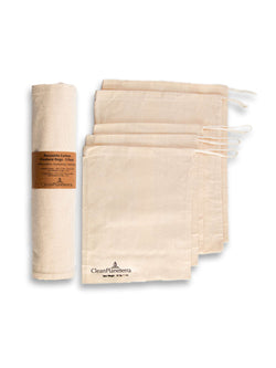 Brush with Bamboo Reusable Cotton Produce Bags - Pack of 5 - 1 CT 12 Pack