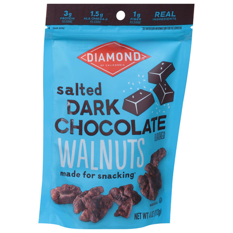 Diamond Salted Dark Chocolate Walnuts 4 OZ