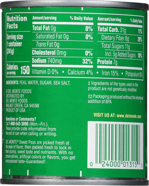 Del Monte Vegetables Fresh Cut Sweet Peas 8.5 OZ
