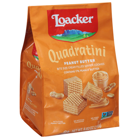 Loacker Quadratini Peanut Butter Wafer Cookies with Pure Peanut Butter 8.82 oz