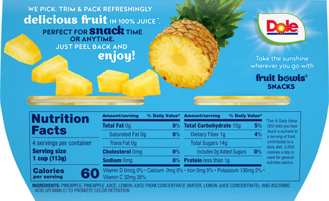 Dole Fruit Cups Pineapple 16 OZ