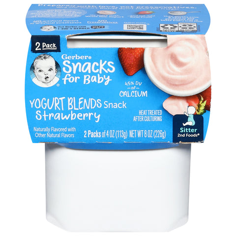 Gerber Snacks for Baby Sitter (2nd Foods) Strawberry Yogurt Blends Snack 2 - 4 oz Tubs - 8 Pack