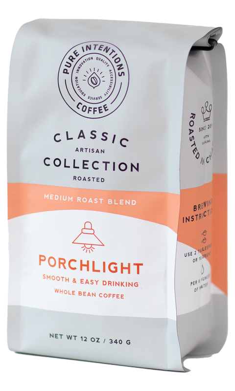 Pure Intentions Coffee Porchlight Blend Medium Roast, Whole Bean - 12 OZ 6 Pack