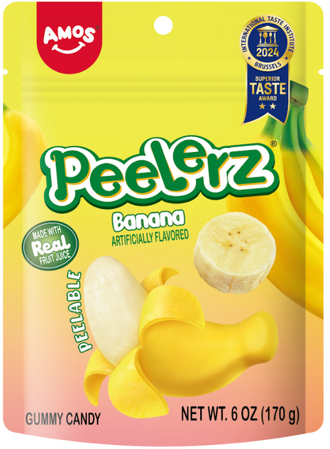 Amos Peelerz Banana Gummy Candy - 6 OZ 36 Pack