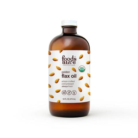 Foods Alive Inc Organic Gold Flax Seed Oil (Glass) - 16 FL OZ 6 Pack