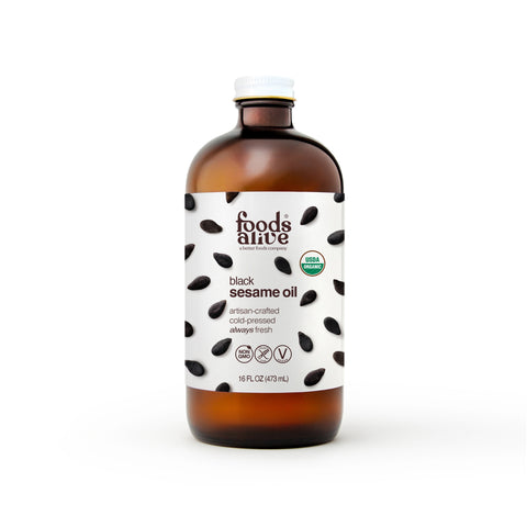 Foods Alive Inc Organic Black Sesame Seed Oil (Glass) - 16 FL OZ 6 Pack