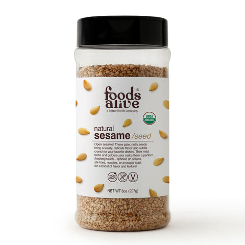 Foods Alive Inc Organic Natural Sesame Seeds Shaker Jar - 8 OZ 6 Pack