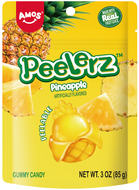 Amos Peelerz Pineapple Gummy Candy - 3 OZ 48 Pack