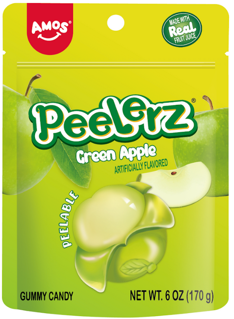 Amos Peelerz Green Apple Gummy Candy - 6 OZ 36 Pack
