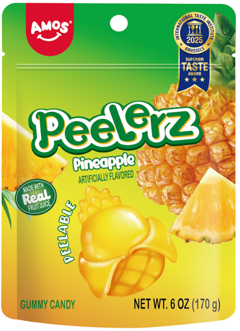 Amos Peelerz Pineapple Gummy Candy - 6 OZ 36 Pack