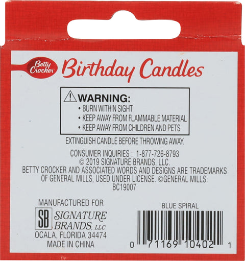 Betty Crocker Candles Blue Spiral 24 CT