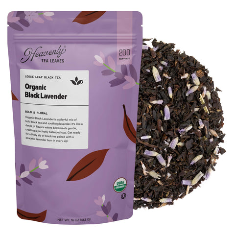 Heavenly Tea Leaves Organic Black Lavender, Bulk Loose Leaf Black Tea - 16 OZ 1 Pack