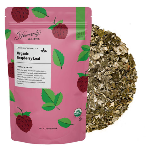 Heavenly Tea Leaves Organic Raspberry Leaf, Bulk Loose Leaf Herbal Tisane - 16 OZ 1 Pack