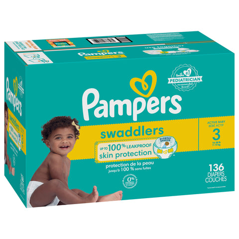 Pampers Swaddlers Active Baby Diapers, Size 3, 136 Count