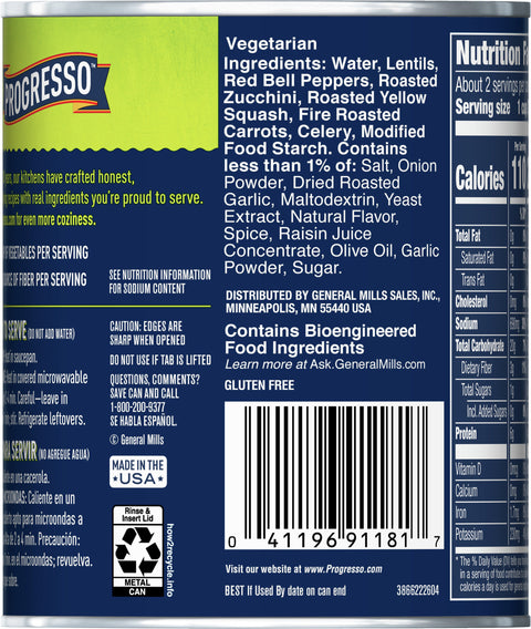 Progresso Vegetable Classics Soup 99% Fat Free Lentil 19 OZ