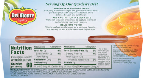 Del Monte Fruit Cups Mandarin Oranges 16 OZ