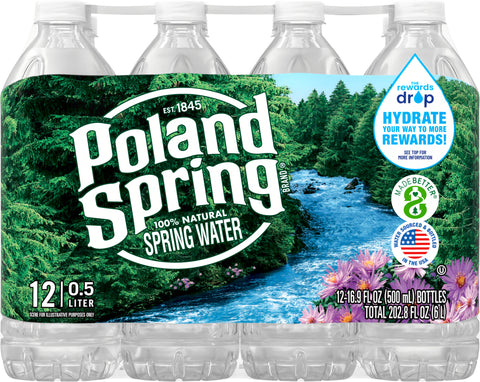 POLAND SPRING Brand 100% Natural Spring Water, 16.9-ounce plastic bottles (Pack of 12)