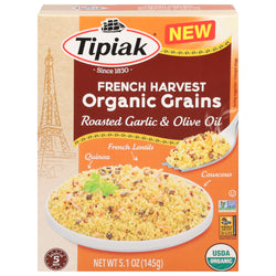 Tipiak Organic Grains Roasted Garlic & Olive Oil - 5.1 OZ 8 Pack