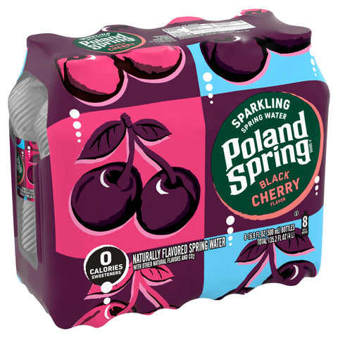 Poland Spring Sparkling Water, Black Cherry, 16.9 oz. Bottles (8 Count)
