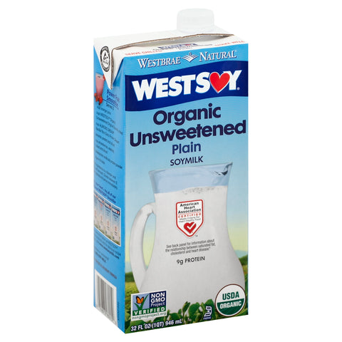 West Life Organic Unsweetened Plain Soymilk 32 fl oz - 12 Pack