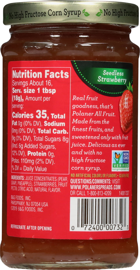 Polaner Preserves All Fruit Seedless Strawberry 10 OZ