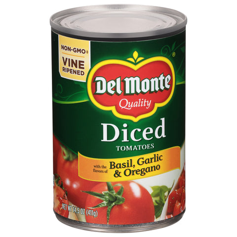 Del Monte Tomatoes Diced With Basil Garlic & Oregano 14.5 OZ