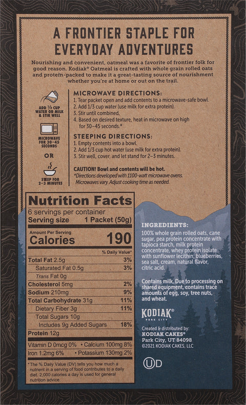 Kodiak Oatmeal Instant Protein Blueberries and Cream 10.58 OZ