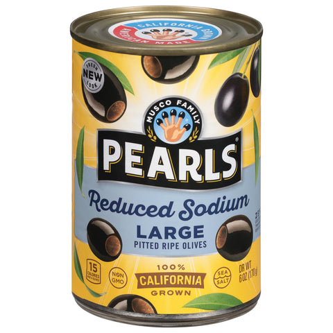 Pearls Reduced Salt Large Black Olives 6 OZ
