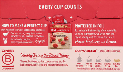 Bigelow Red Raspberry Herbal Tea 20 CT