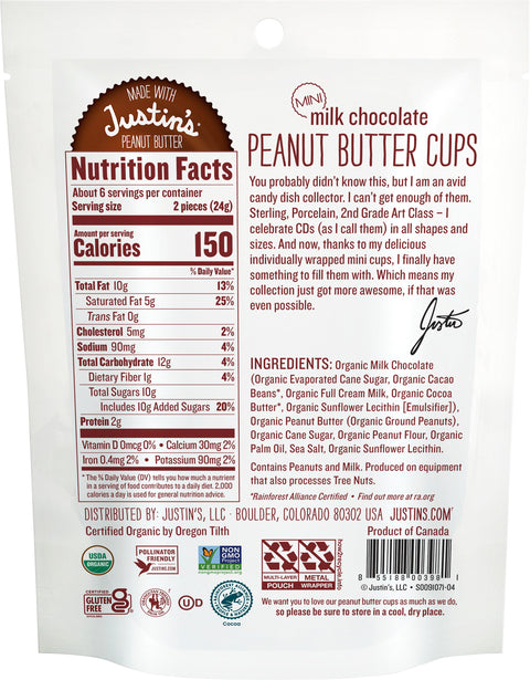 Justin's Mini Milk Chocolate Peanut Butter Cups 4.7 OZ