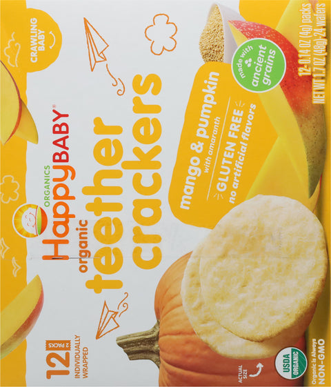 HappyBaby Organics Organic Mango & Pumpkin Teether Crackers 12