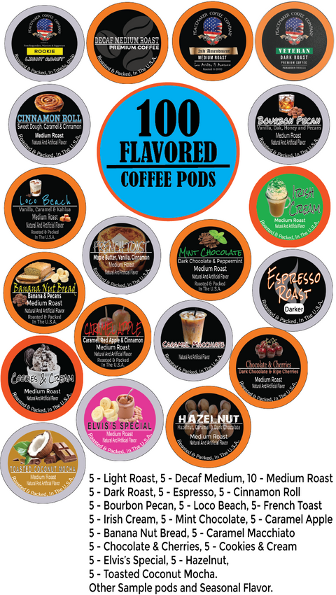 Peacemaker Coffee Company 100 Count-(Variety Pack) Coffee Pods (Food Service) - 100 OZ 1 Pack